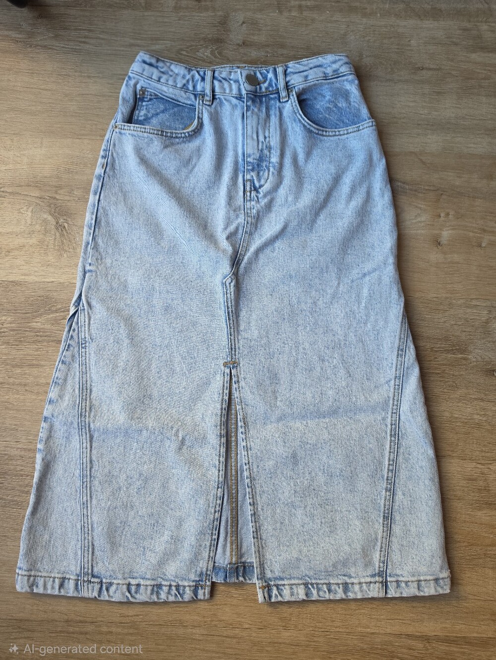 Maje Light Wash Denim Midi Skirt Size 34